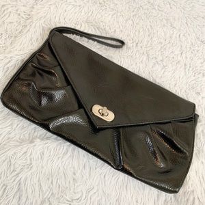 Black Faux Leather Wristlet